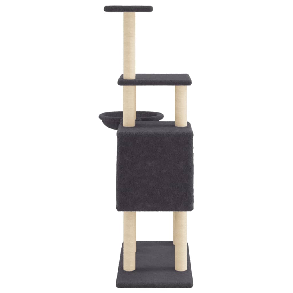Rascador Para Gatos Con Postes De Sisal Gris Oscuro 131 Cm_4