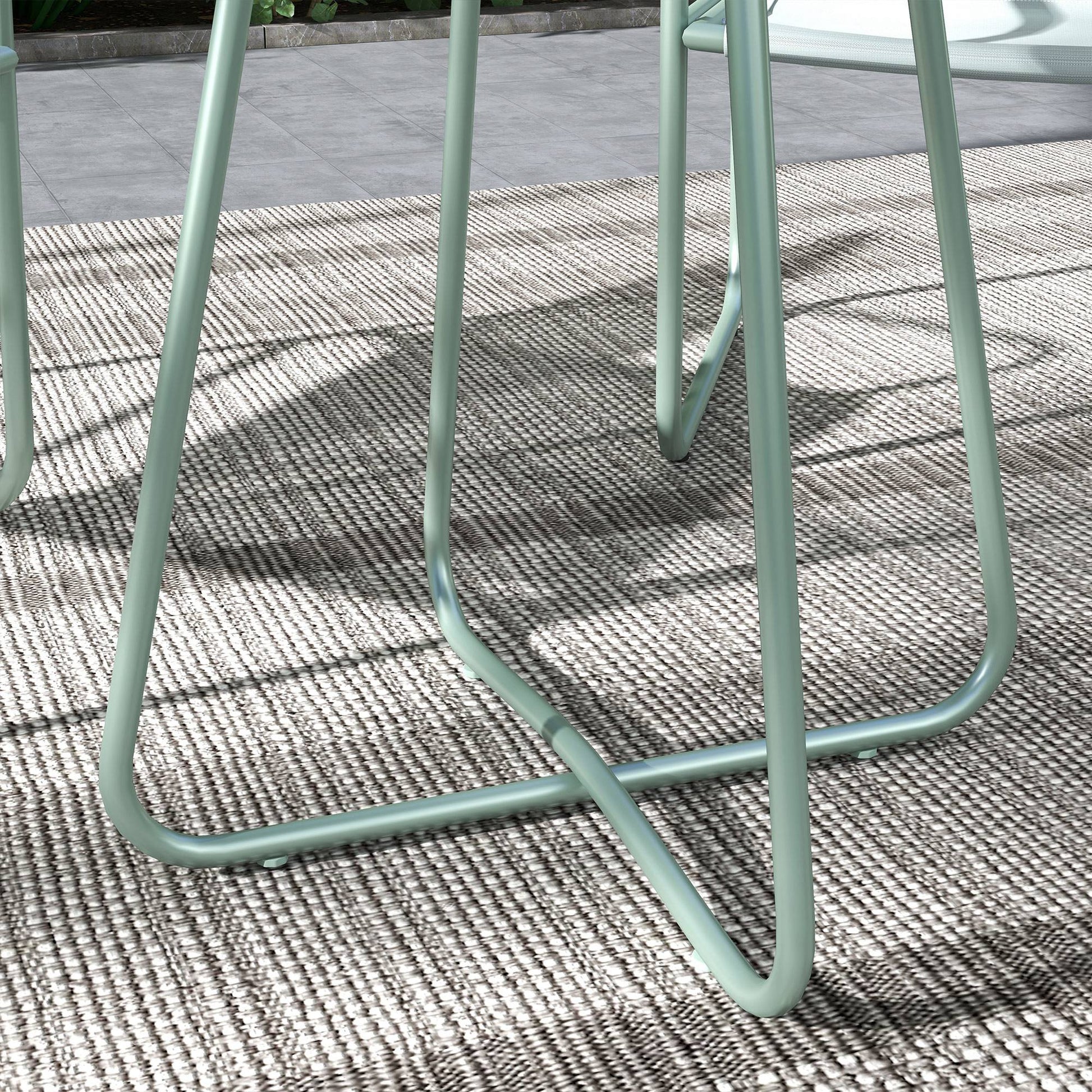 Outsunny Conjunto De Muebles De Jardín Con Marco De Acero Y Reposabrazos Verde_4