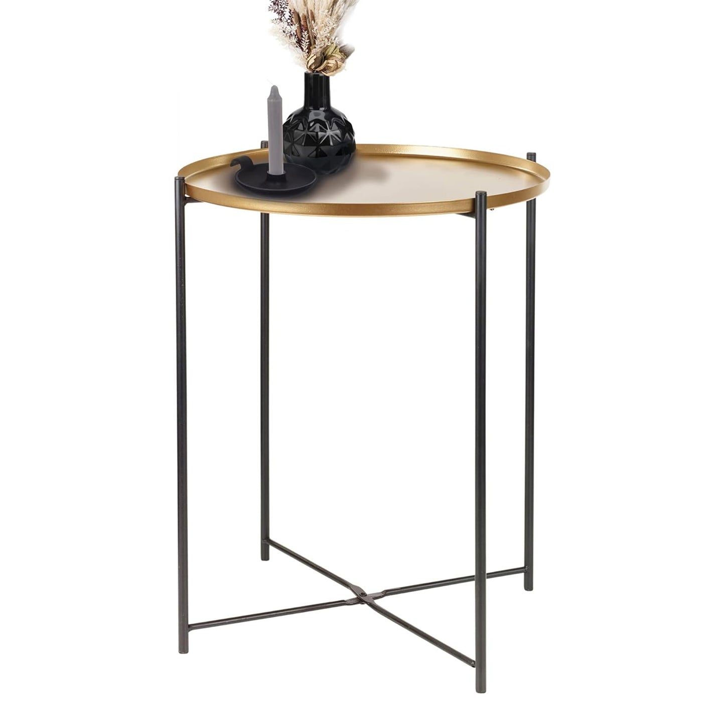 Well Home Mesa Auxiliar Redonda En Metal Color Dorado Ø35x47cm_2