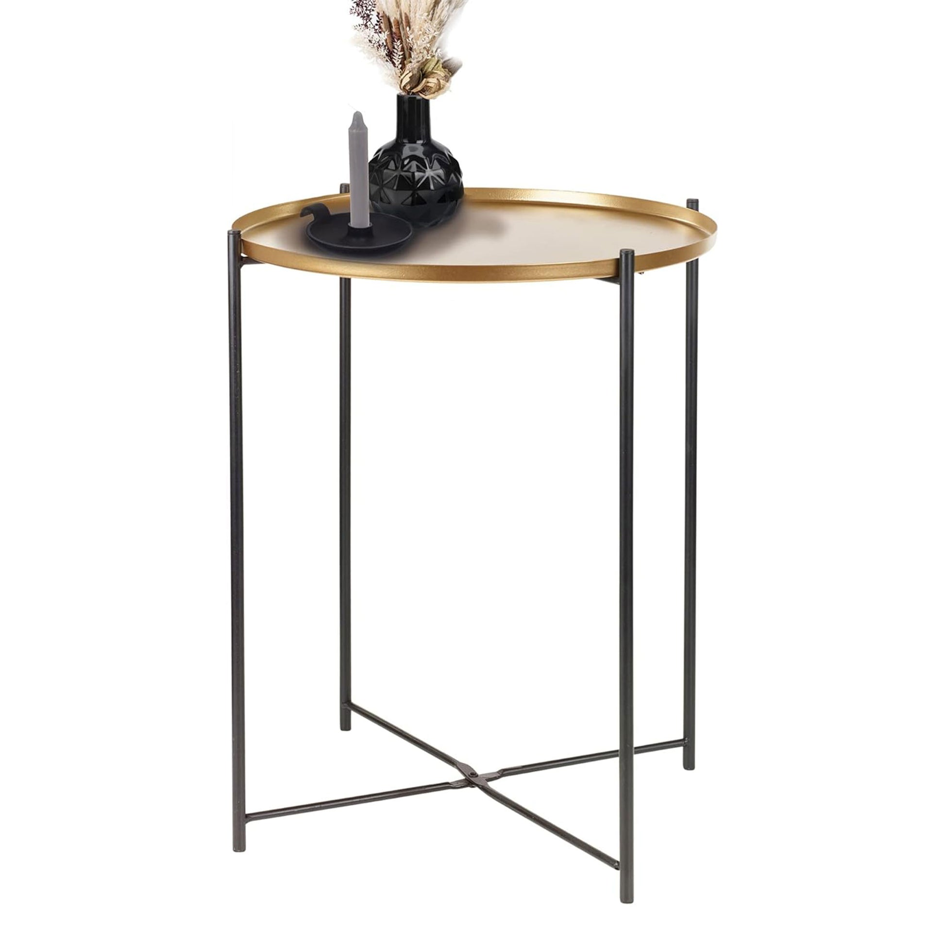 Well Home Mesa Auxiliar Redonda En Metal Color Dorado Ø35x47cm_2