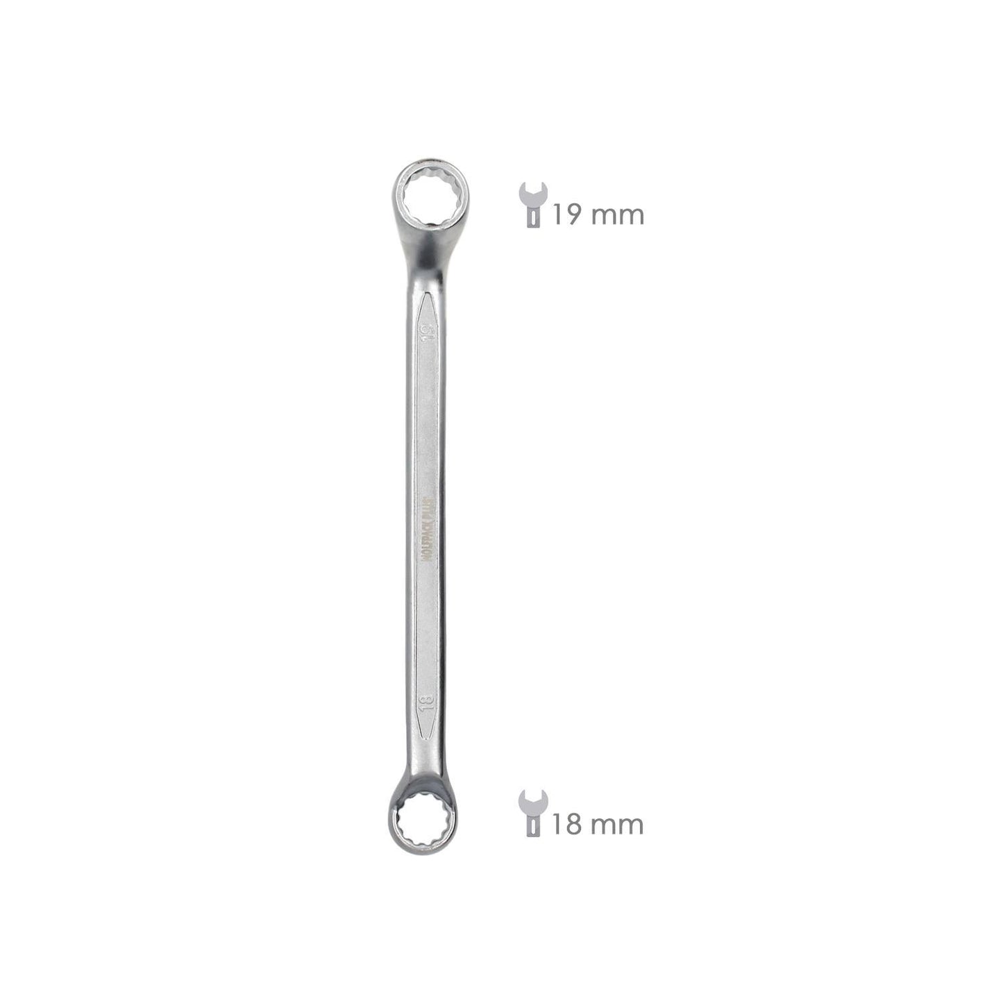 Llave Estrella Acodada Plus Acero Cromo Vanadio 18x19 Din 838. Llave Doble Boca Acodada, Llave Fija Estrella Acodada_1
