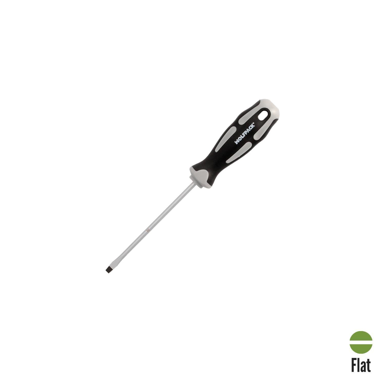 Destornillador Plano Estampado Acero S2 Mango Tpr Bimaterial. Medida 0,8 X Ø 4,0 X 100 Mm. Din5265