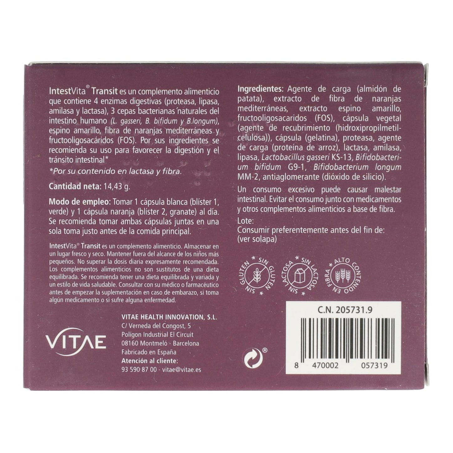 Intestvita Transit 30 Cápsulas