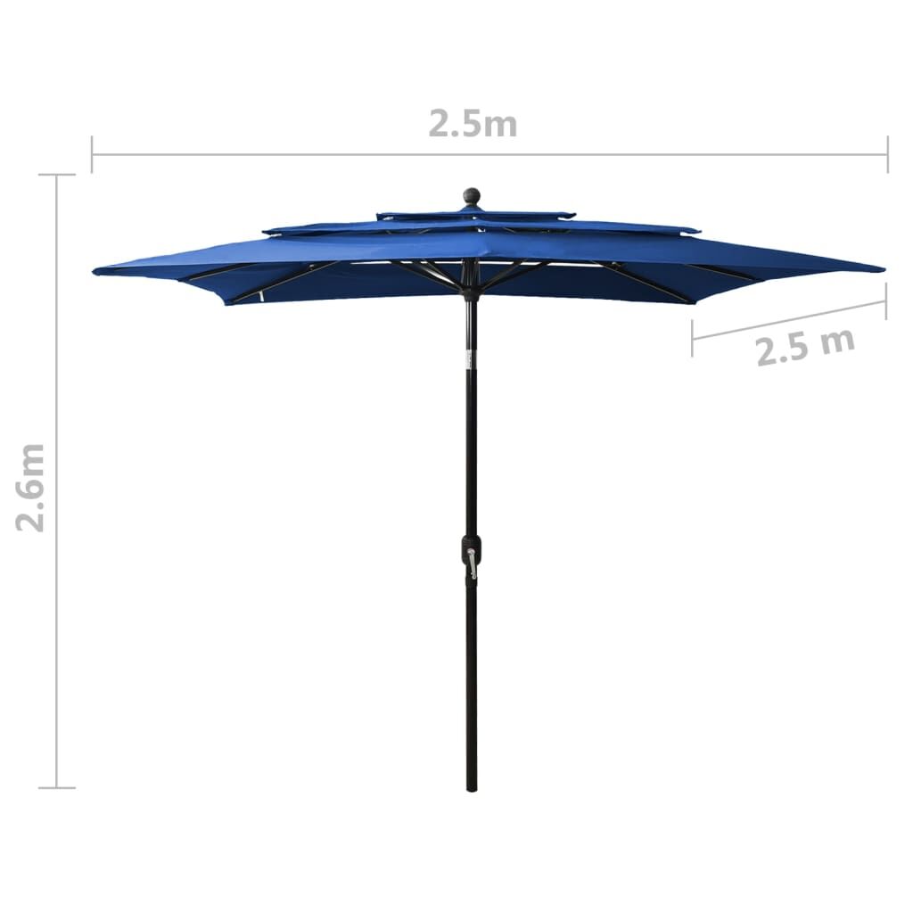 Vidaxl Sombrilla Jardín 3 Niveles Palo De Aluminio Celeste 2,5x2,5 M_2