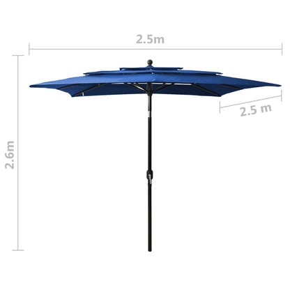 Vidaxl Sombrilla Jardín 3 Niveles Palo De Aluminio Celeste 2,5x2,5 M_2