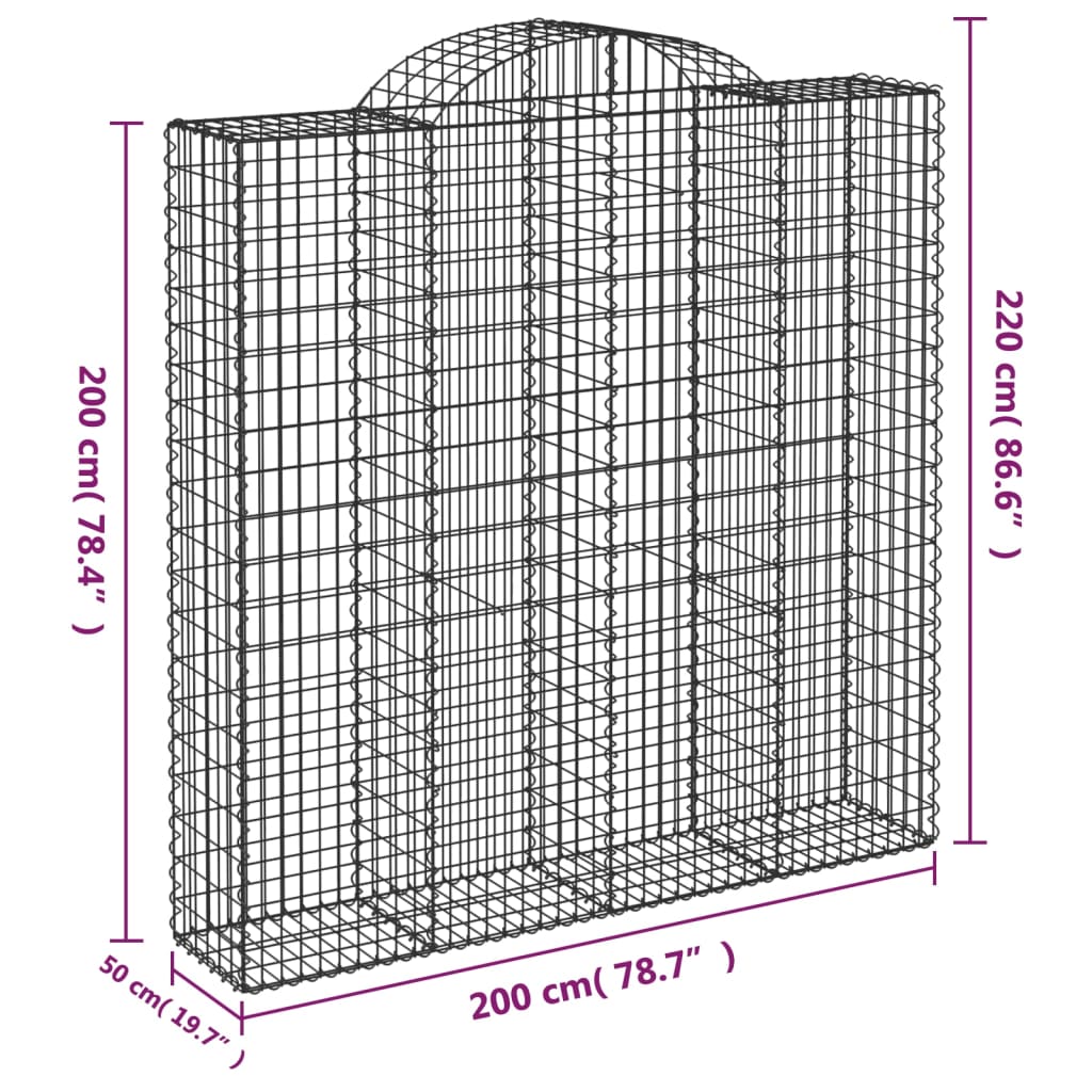 Cestas De Gaviones 2 Uds Forma De Arco Hierro 200x50x200/220 Cm_5