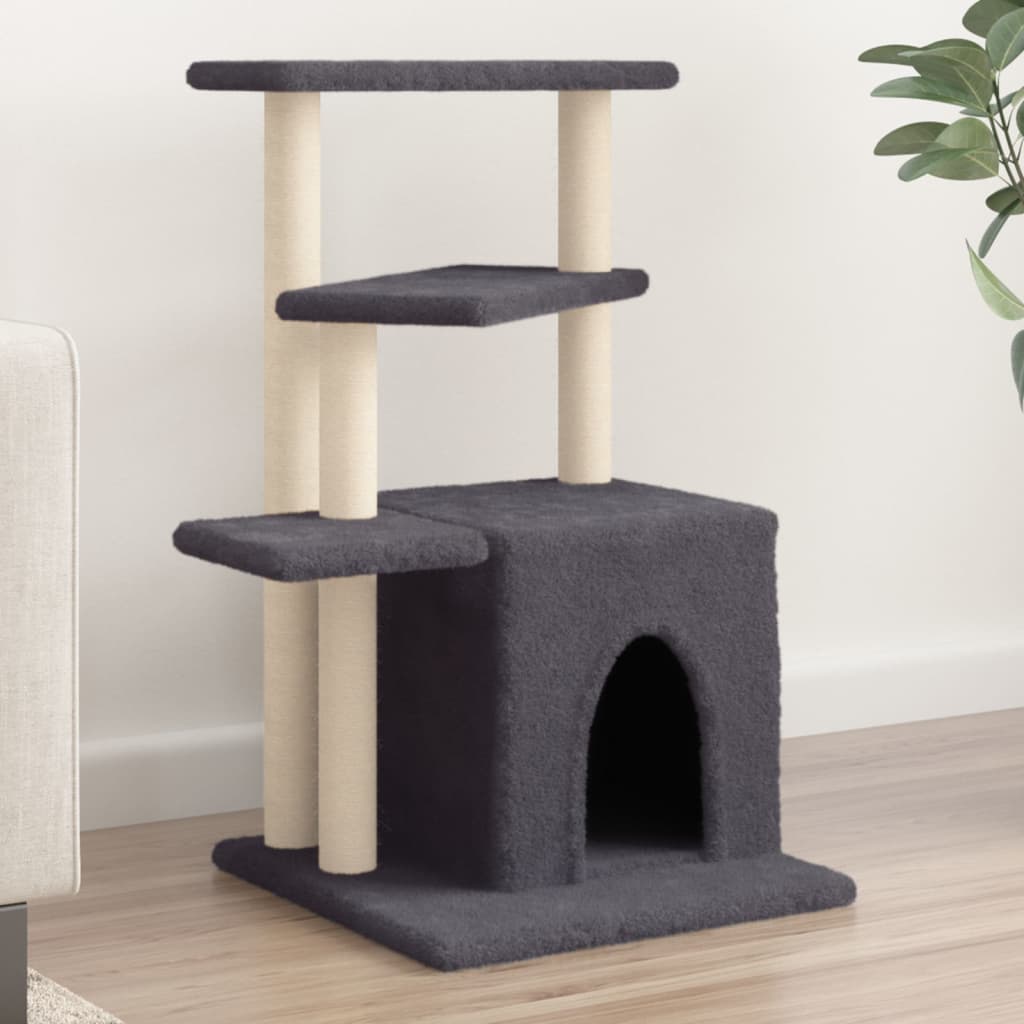 Rascador Para Gatos Con Postes De Sisal Gris Oscuro 83,5 Cm_1