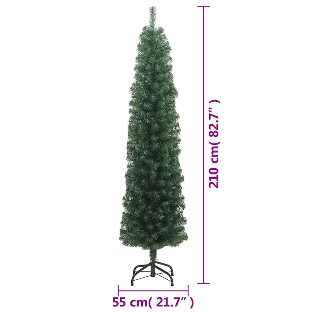 Vidaxl Árbol De Navidad Artificial Delgado Y Soporte Pvc Verde 210 Cm_2
