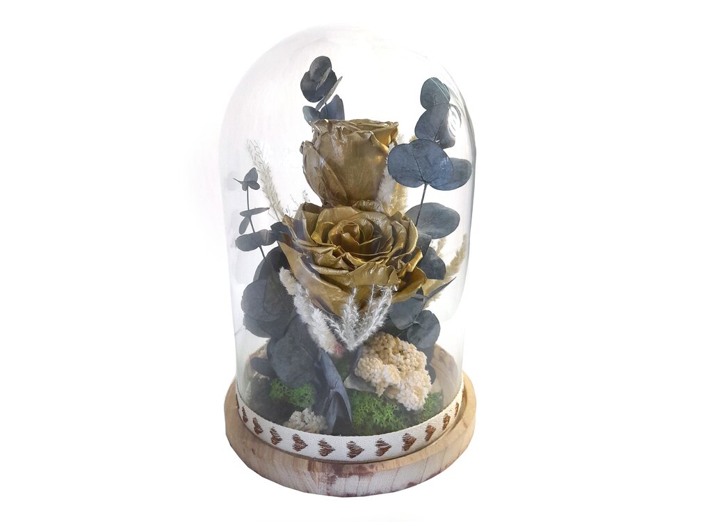 Cupula Cristal 2 Rosas 25x17 Cm_2