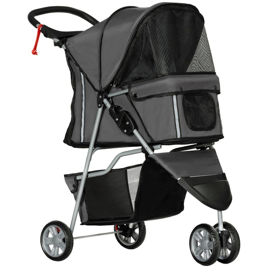 Pawhut Cochecito Para Perros Plegable Con Cesta De Almacenaje 75x45x97 Cm Gris_0