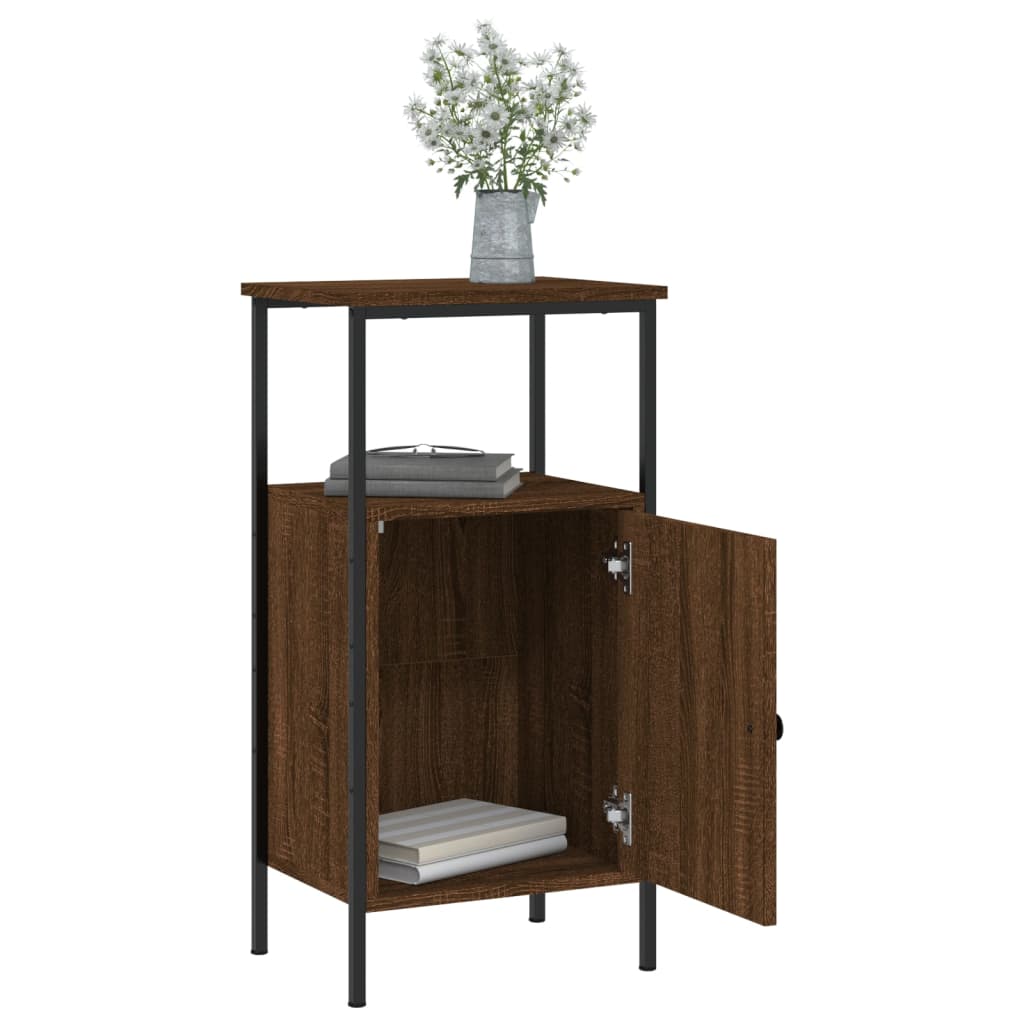 Mesita De Noche Madera De Ingeniería Roble Marrón 41x31x80 Cm_2