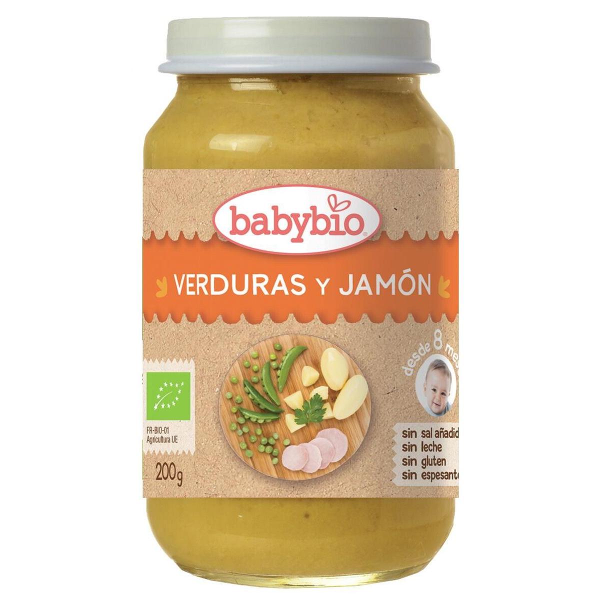 Embalagem de 3 frascos de menu tradicional com legumes e fiambre, 200 g. Babybio