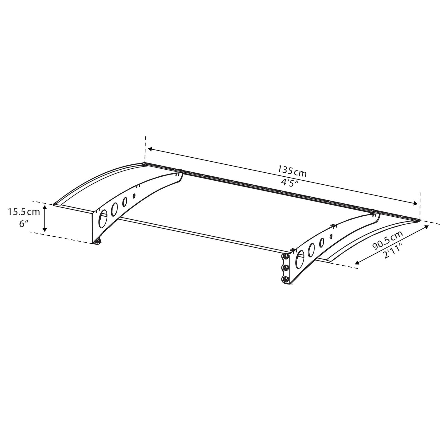 Marquise de porta Lyra 135x90 cm 