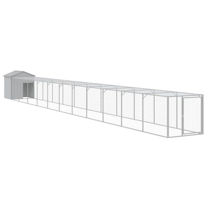 Vidaxl Gallinero Y Corral Acero Galvanizado Gris Claro 117x1221x123 Cm_0