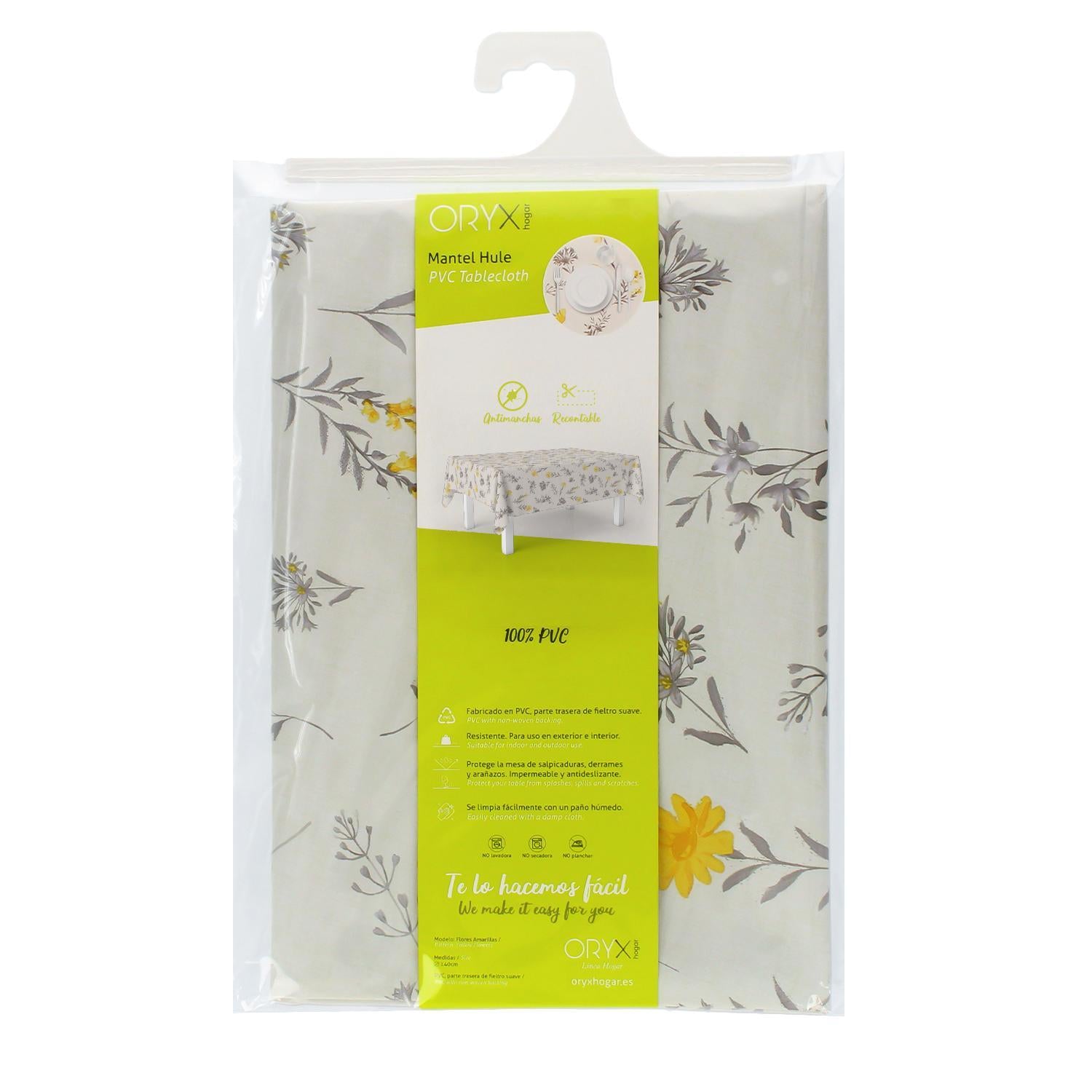 Mantel Hule Rectangular Flores Amarillas Impermeable Antimanchas Pvc 140x250 Cm.  Recortable Uso Interior Y Exterior_3