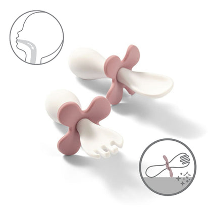 Set De Cubiertos Ergonomicos Para Bebé Con Estuche Pink_2