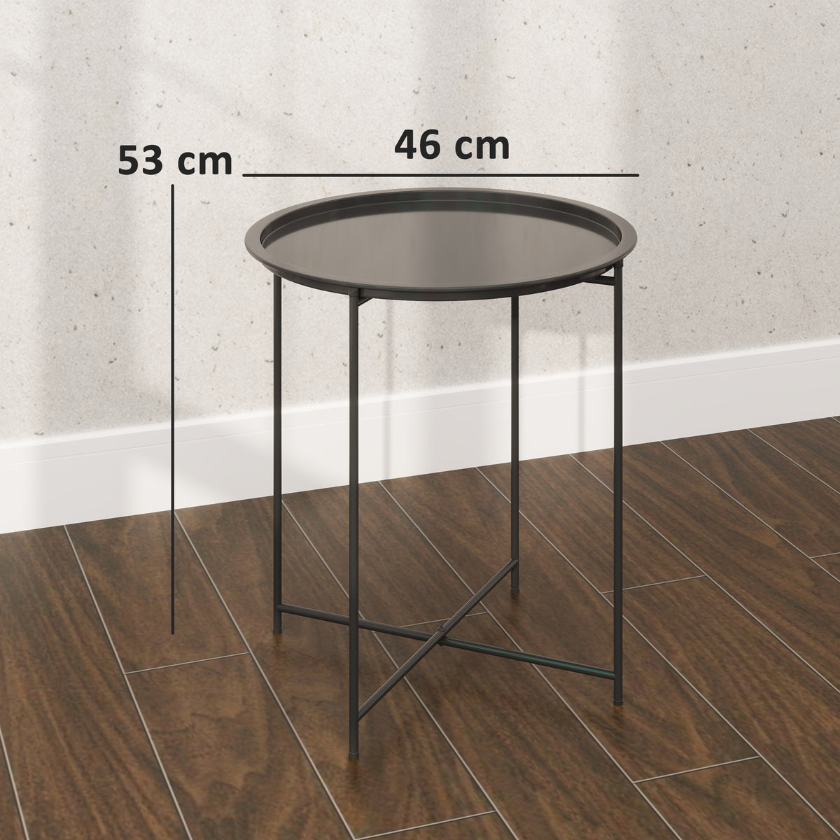 Mesa Auxiliar Exterior Outsunny Acero Negro 46x46x50 Cm_2