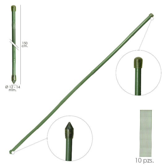 Tutor Varilla Bambú Plastificado Ø 12 - 14 Mm. X 150 Cm. (paquete 10 Unidades)_0