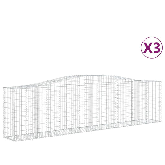 Cestas De Gaviones 3 Uds Forma De Arco Hierro 400x50x100/120 Cm_0