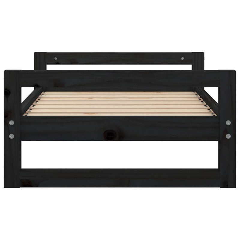 Vidaxl Cama Para Perros Madera Maciza De Pino Negro 75,5x55,5x28 Cm_5