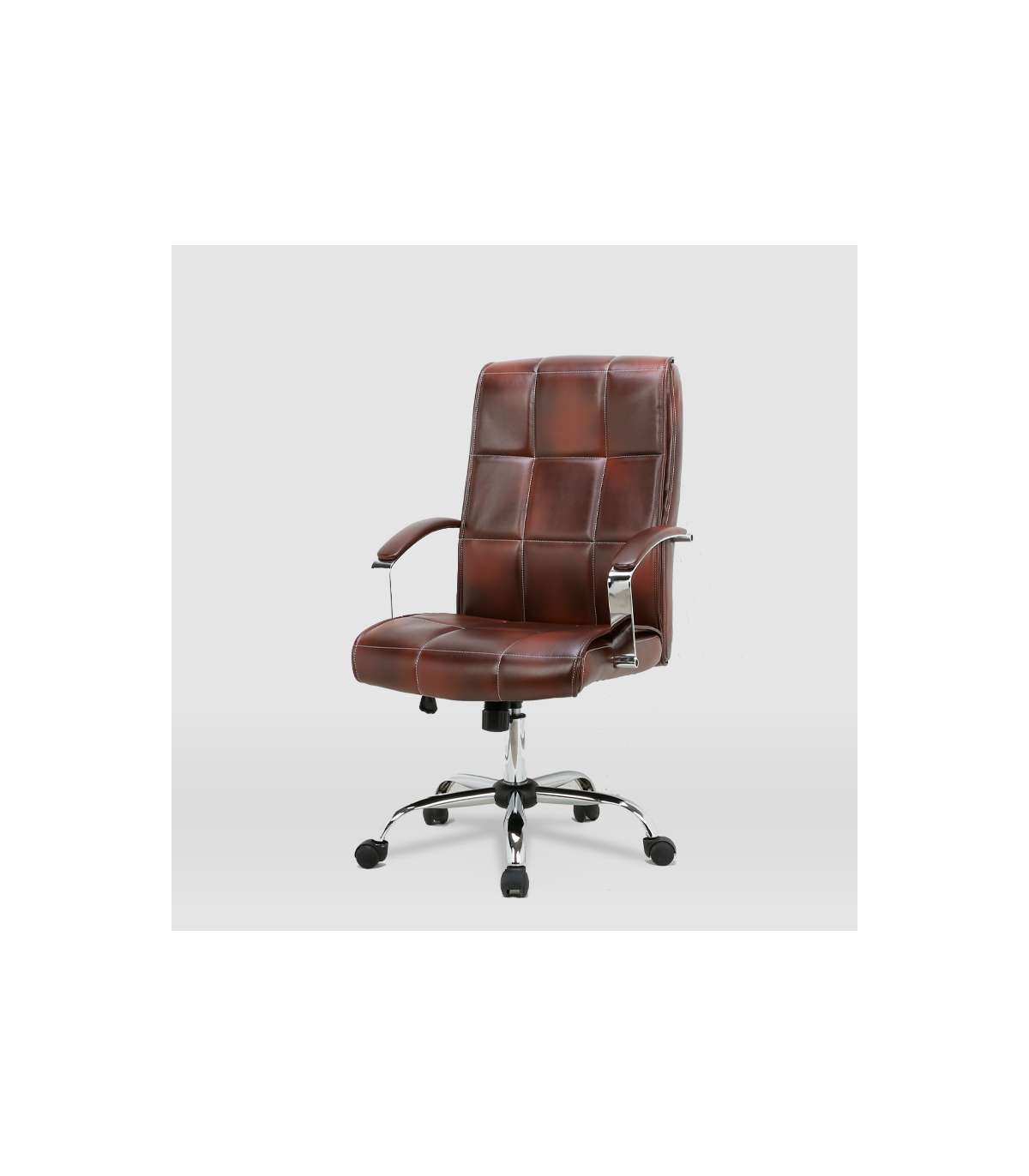 Silla De Oficina Belinda En Piel Sintética Marrón Envejecido. Alto: 110/119.5cm Ancho: 6_5
