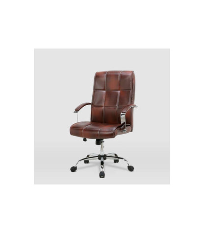 Silla De Oficina Belinda En Piel Sintética Marrón Envejecido. Alto: 110/119.5cm Ancho: 6_5
