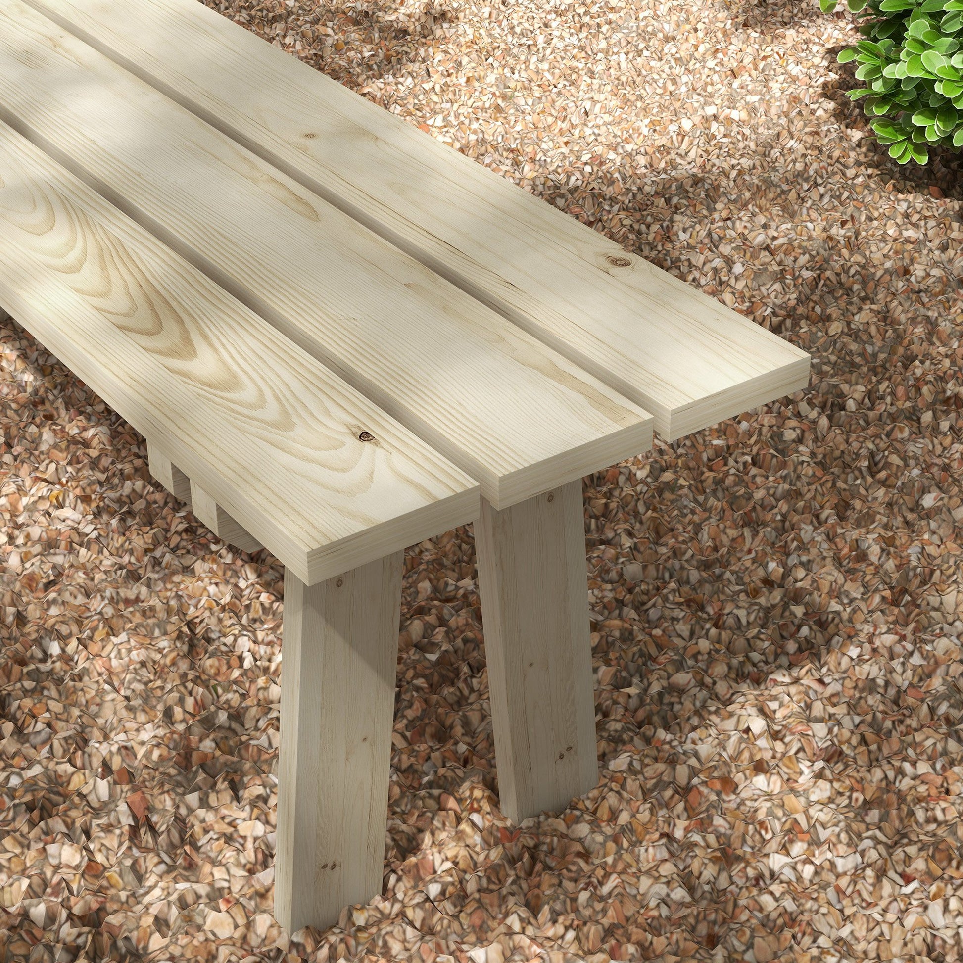 Outsunny Banco De Madera De 2 Plazas Carga 220 Kg 130x38x45 Cm Natural_4