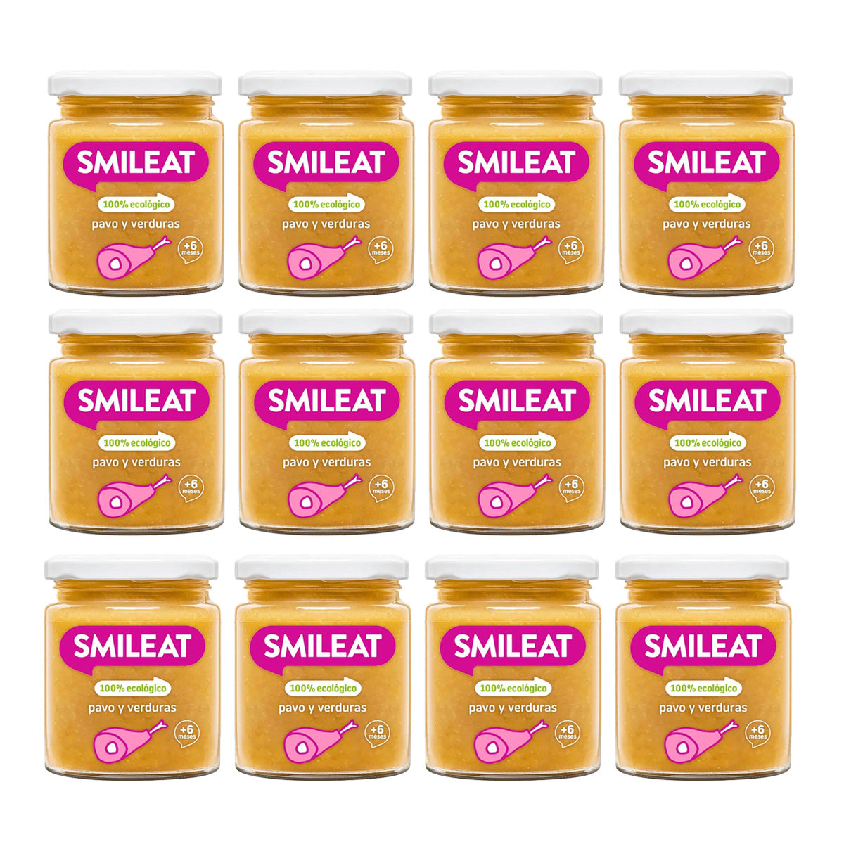 Embalagem de 12 frascos de peru e legumes biológicos Smileat +6 meses, 230g