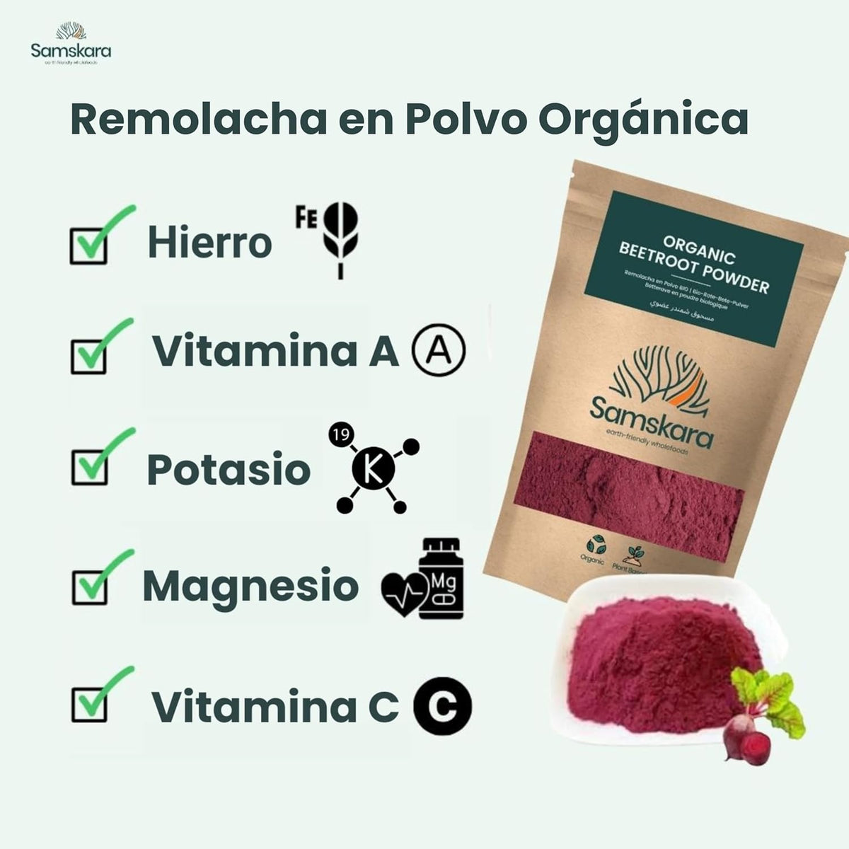 Remolacha En Polvo Bio - 250g | Superalimento Ecológico Vegano En Polvo Para Batidos Y Repostería, Sin Gluten_5