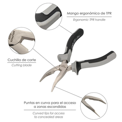 Alicates Boca Curva 150 Mm. Acero Cromo Vanadio Din-iso 5745 Alicates Punta Curva, Alicates Boca Curva Larga,