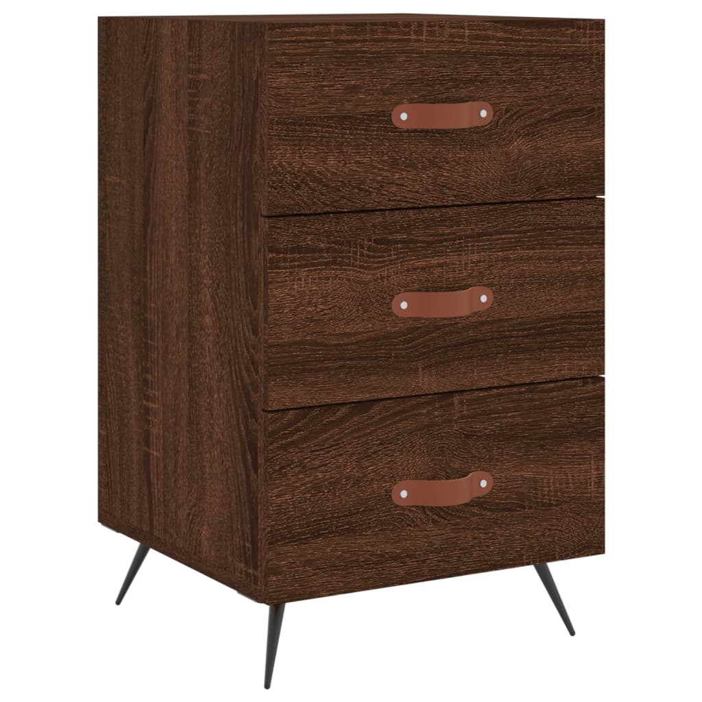 Mesita De Noche Madera De Ingeniería Marrón Roble 40x40x66 Cm_0