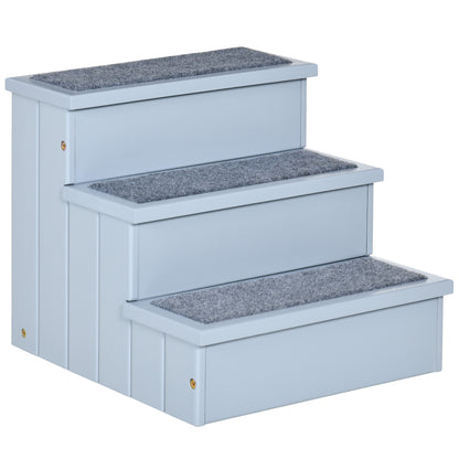 Pawhut Escalera Para Mascotas 3 Peldaños Con Espacio 40,5x44,5x38 Cm Gris_0