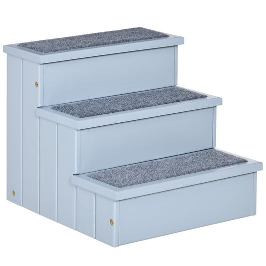 Pawhut Escalera Para Mascotas 3 Peldaños Con Espacio 40,5x44,5x38 Cm Gris_0