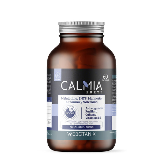 Calmia Night Forte (5HTP + Melatonina + Magnésio, L-Teanina, Valeriana) WEBOTANIX 60 cápsulas