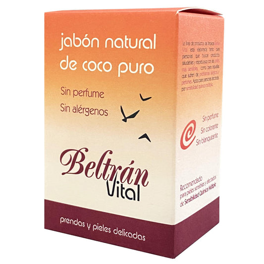 Sabonete em barra de coco puro, sem perfume. 240 g. Beltrán Vital