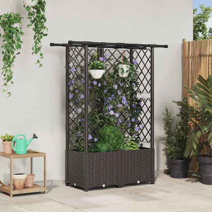 Cama Elevada Con Trellis Y Techo Marrón 124 X 40 X 136 Cm Pp_1