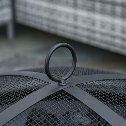 Outsunny Brasero Exterior Ø56 Cm Con Tapa Protectora Contra Chispas Y Atizador_3