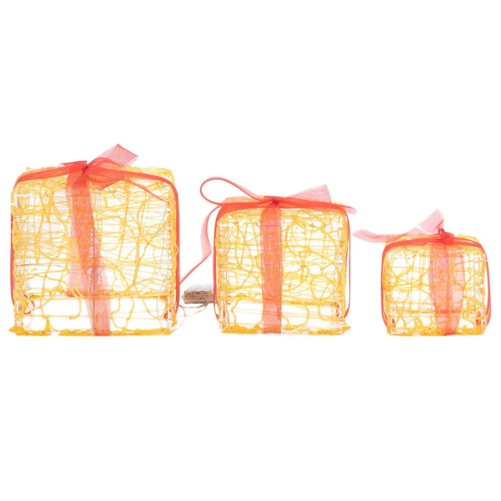 Vidaxl Caja Decorativa De Regalo Navidad Acrílico 3 Pzas Blanco Cálido_3