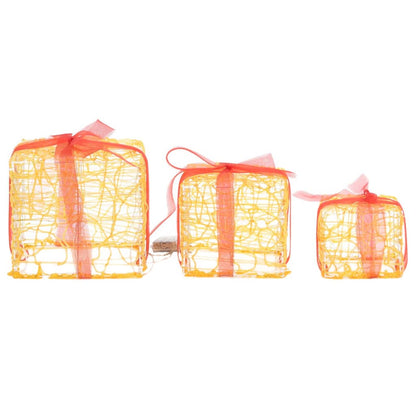 Vidaxl Caja Decorativa De Regalo Navidad Acrílico 3 Pzas Blanco Cálido_3