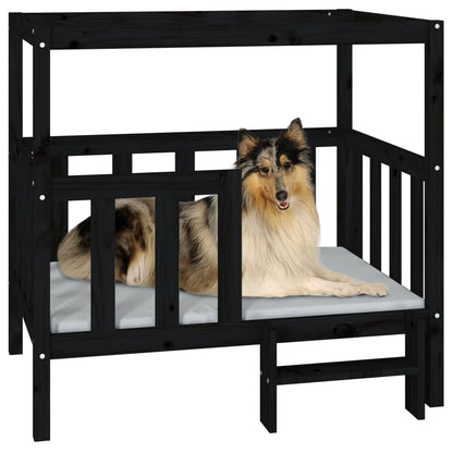 Vidaxl Cama Para Perros Madera Maciza De Pino Negro 105,5x83,5x100 Cm_3
