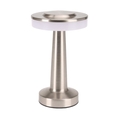 Well Home Lámpara De Mesa De Acero Plateado Con Luz Blanca Cálida Y Batería Recargable_0