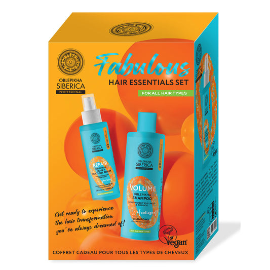 Pacote de artigos essenciais para um cabelo fabuloso: Champô volumizador, 400 ml + Sérum multifuncional, 200 ml