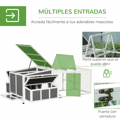 Pawhut Gallinero De Madera Exterior 225x147x85,5cm Para 6-8 Gallinas Con Corral_5