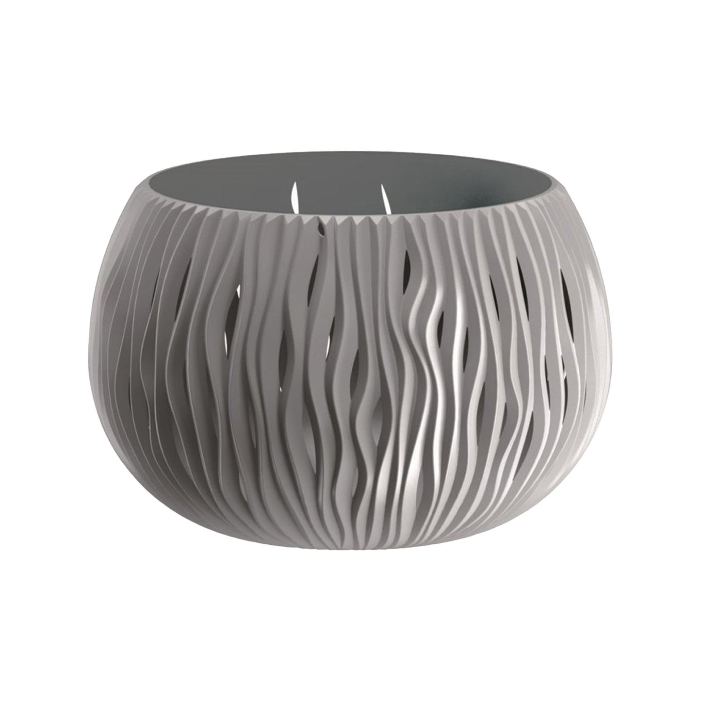 Prosperplast Bowl Sandy De Plástico Con Depósito En Color Gris Piedra, 13,6 (alto) X 18 (ancho) X 18 (profundo) Cms
