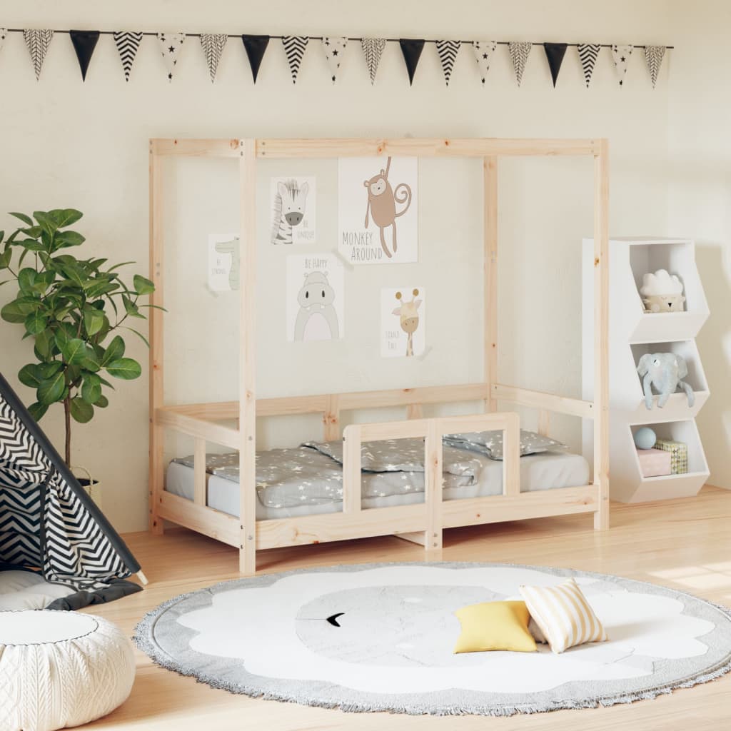 Estructura De Cama Para Niños Madera Maciza De Pino 70x140 Cm / Vetonek_0