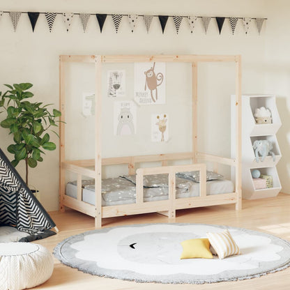 Estructura De Cama Para Niños Madera Maciza De Pino 70x140 Cm / Vetonek_0