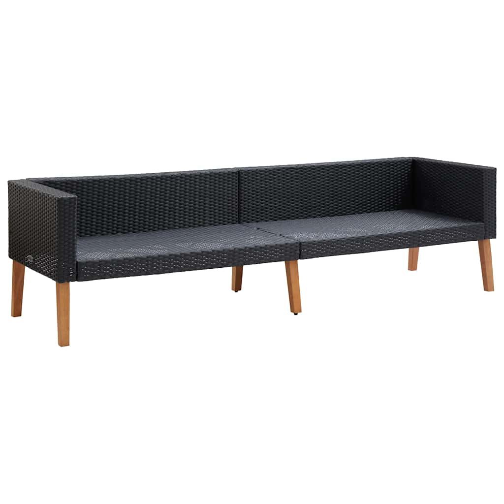 Vidaxl Sofá De Jardín 3 Plazas Con Cojines Ratán Sintético Negro_3