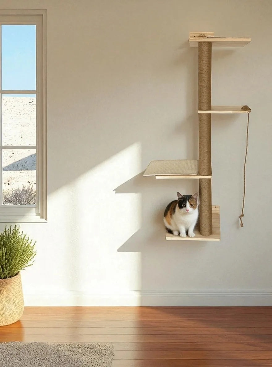 Árbol Rascador Para Gatos Salina Con Estructura De Suelo Y Sistema Anticaída Althea Living 127x60x27cm_3