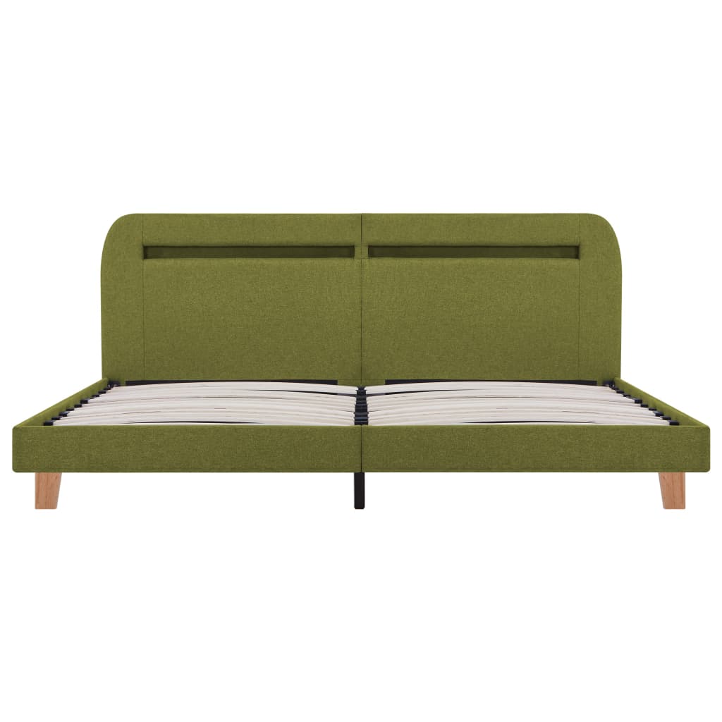 Estructura De Cama Con Led Sin Colchón Tela Verde 160x200 Cm / Vetonek_1