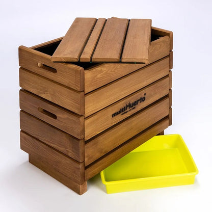 Vermicompostor de madeira completo para fruteiras multi-pomar